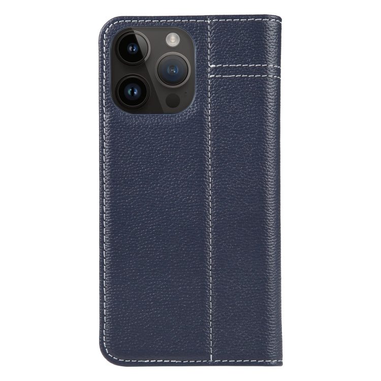 For iPhone 14 Pro GEBEI Top-grain Horizontal Flip Leather Phone Case(Blue) - HoMEdemic™ 