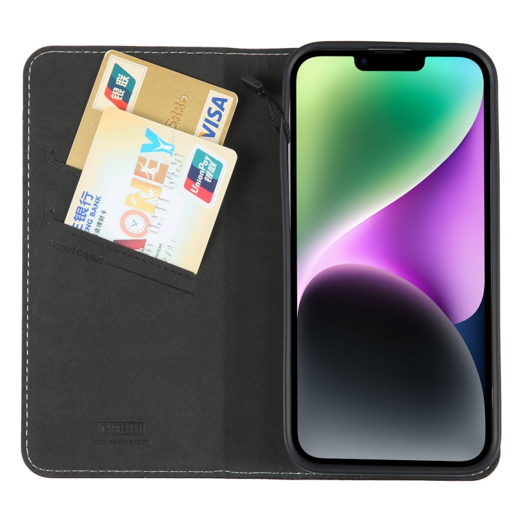 For iPhone 14 GEBEI Top-grain Horizontal Flip Leather Phone Case(Black) - HoMEdemic™ 