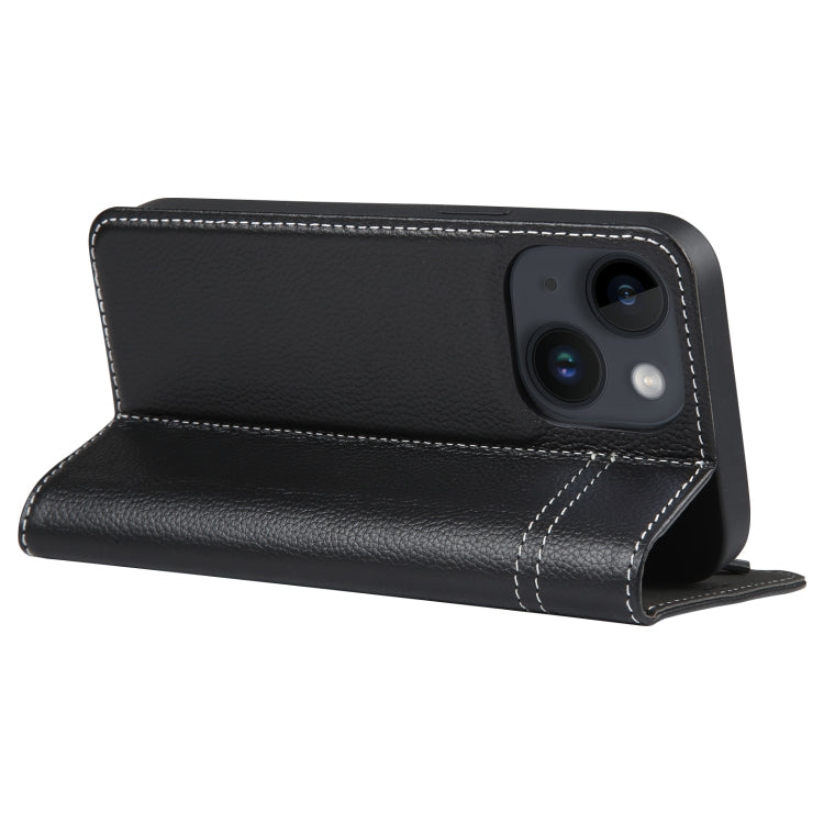 For iPhone 14 Plus GEBEI Top-grain Horizontal Flip Leather Phone Case(Black) - HoMEdemic™ 