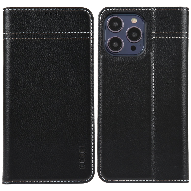 For iPhone 13 Pro GEBEI Top-grain Horizontal Flip Leather Phone Case(Black) - HoMEdemic™ 