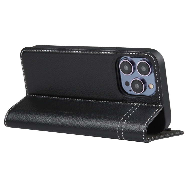 For iPhone 13 Pro GEBEI Top-grain Horizontal Flip Leather Phone Case(Black) - HoMEdemic™ 
