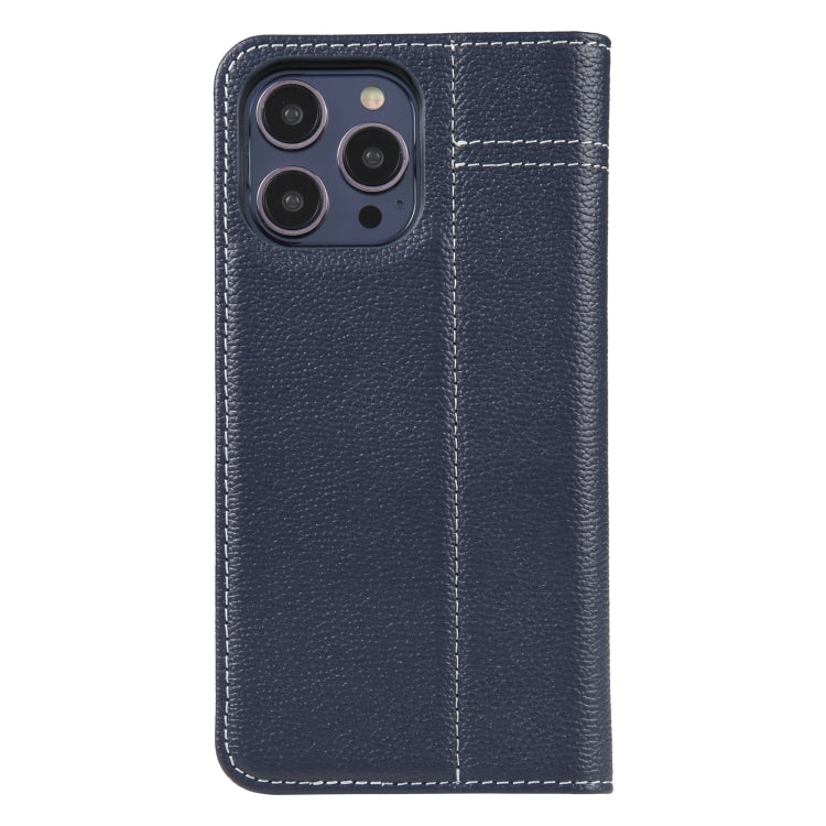 For iPhone 13 Pro GEBEI Top-grain Horizontal Flip Leather Phone Case(Blue) - HoMEdemic™ 