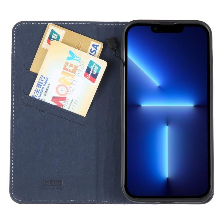 For iPhone 13 Pro GEBEI Top-grain Horizontal Flip Leather Phone Case(Blue) - HoMEdemic™ 