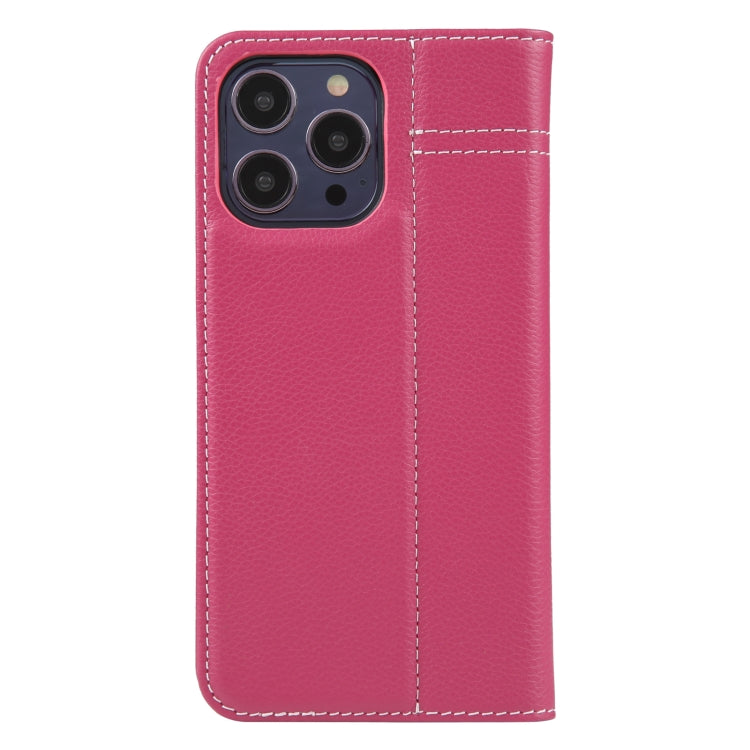 For iPhone 13 Pro GEBEI Top-grain Horizontal Flip Leather Phone Case(Rose Red) - HoMEdemic™ 
