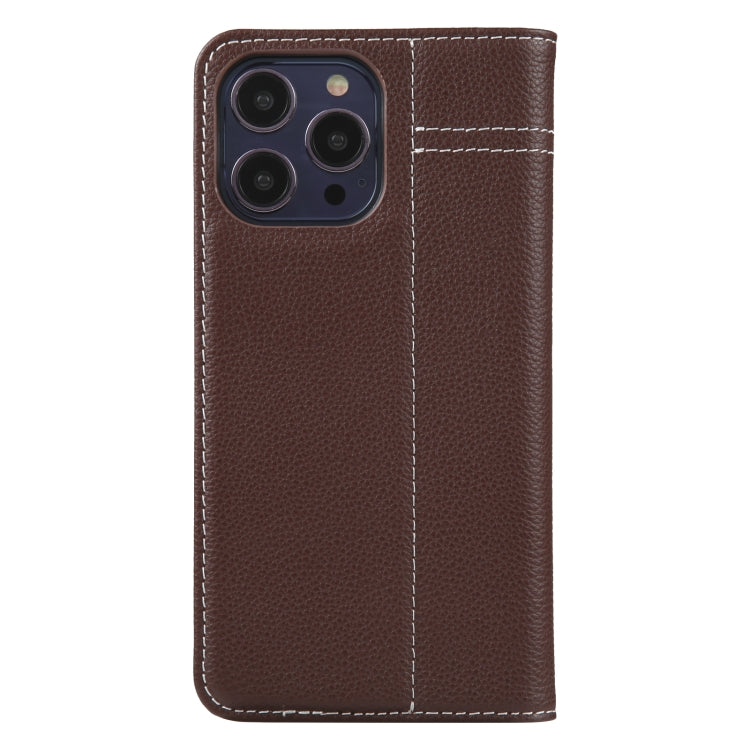 For iPhone 13 Pro GEBEI Top-grain Horizontal Flip Leather Phone Case(Brown) - HoMEdemic™ 