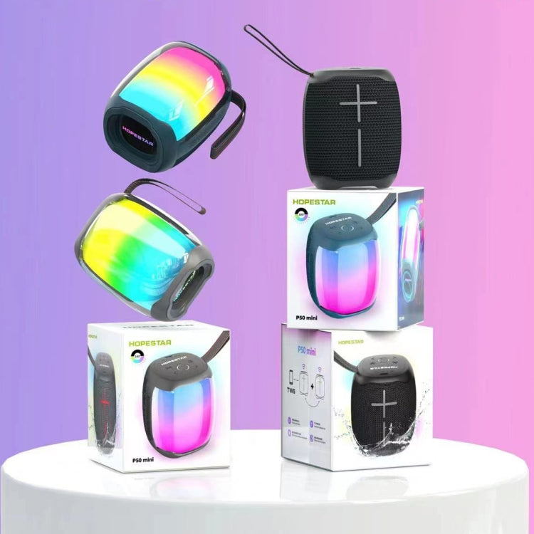 HOPESTAR P50 mini TWS Outdoor RGB Light IPX6Waterproof Bluetooth Speaker(Black) - HoMEdemic™ 