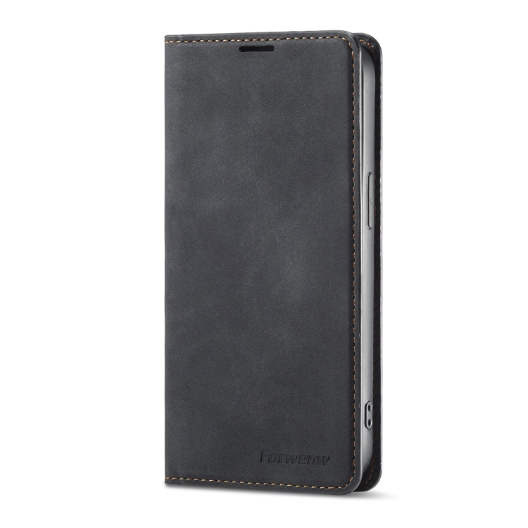 For iPhone 14 Forwenw Dream Series Oil Edge Strong Magnetism Leather Phone Case(Black) - HoMEdemic™ 