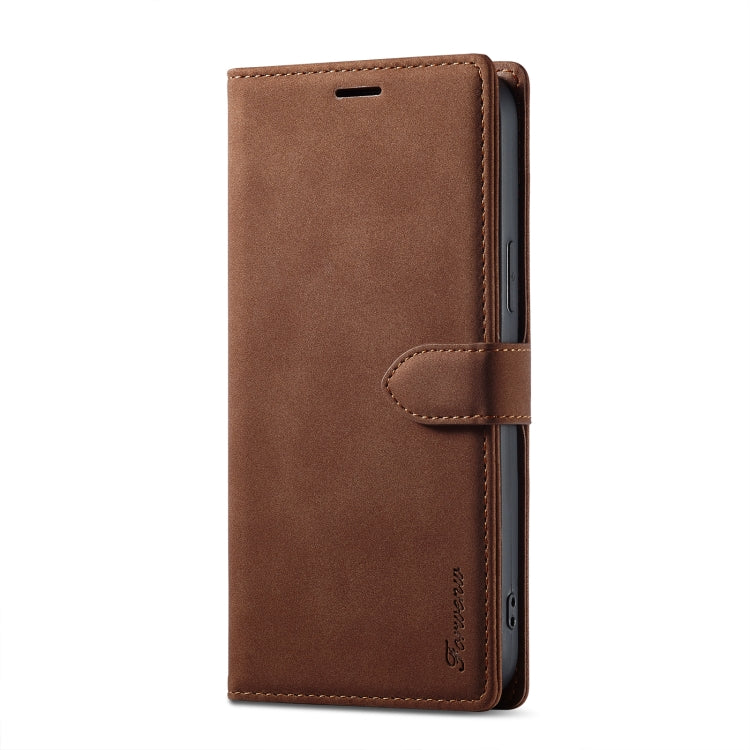 For iPhone 14 Pro Max Forwenw F1 Series Matte Strong Magnetism Leather Phone Case(Brown) - HoMEdemic™ 