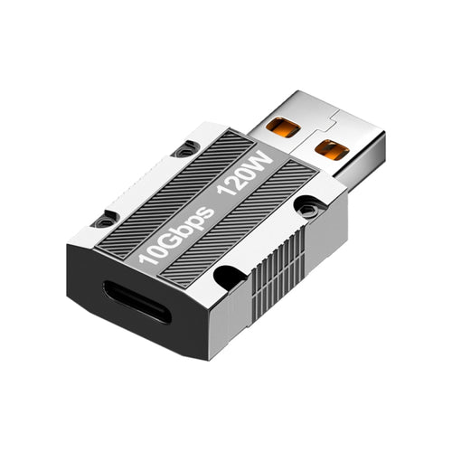 120W Type-C Female to USB 3.0 Male Zinc Alloy Straight Adapter(Silver) - HoMEdemic™ 