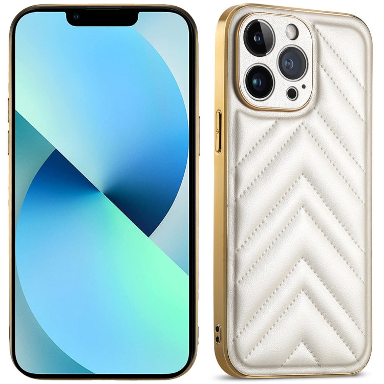 For iPhone 13 Suteni Plating Leather Soft TPU Phone Case(White) - HoMEdemic™ 