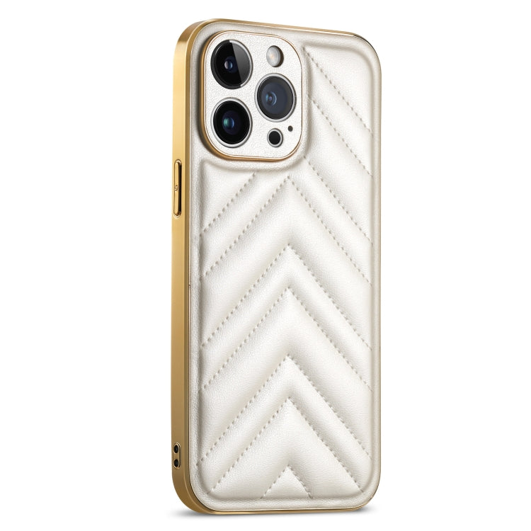 For iPhone 13 Suteni Plating Leather Soft TPU Phone Case(White) - HoMEdemic™ 