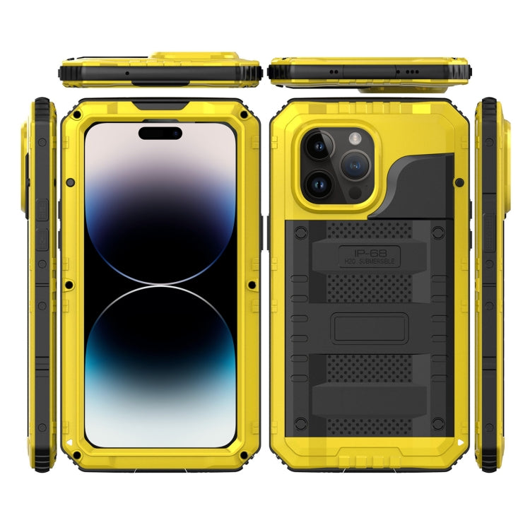 For iPhone 14 Pro Max RedPepper Wolf 360 Full Body Rugged Life Waterproof Phone Case(Yellow) - HoMEdemic™ 