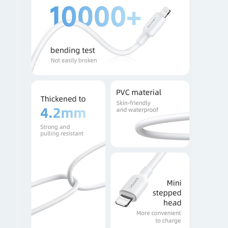 USAMS US-SJ605 U84 2.4A USB to 8 Pin Charging Data Cable, Cable Length:2m(White) - HoMEdemic™ 