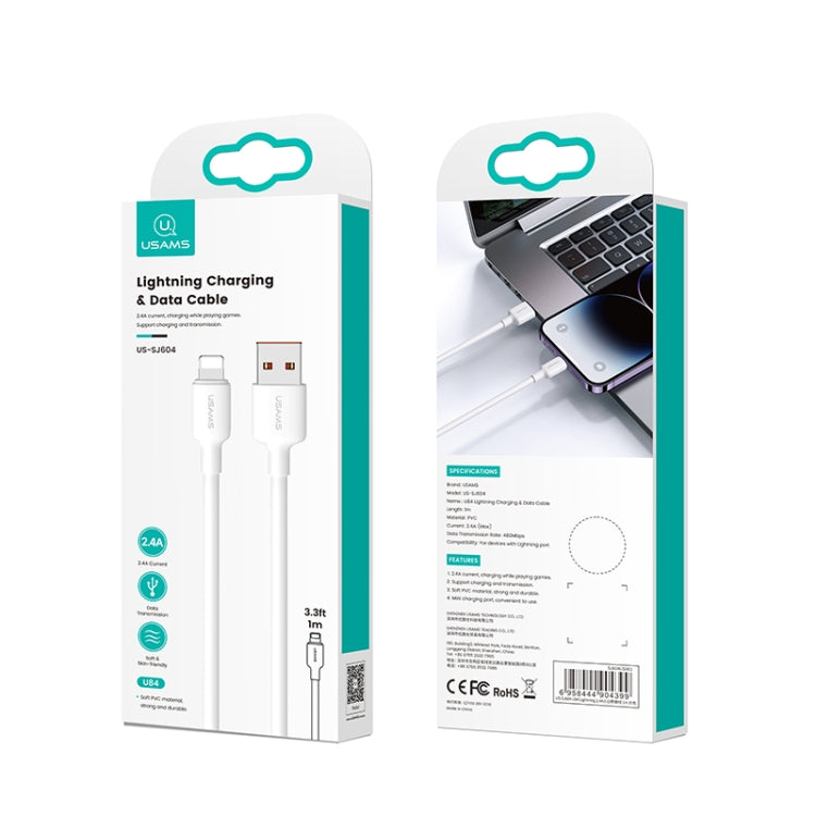 USAMS US-SJ605 U84 2.4A USB to 8 Pin Charging Data Cable, Cable Length:2m(White) - HoMEdemic™ 