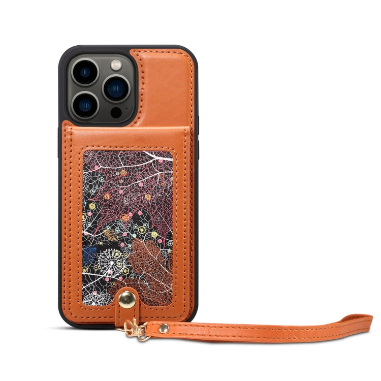 For iPhone 14 ESEBLE Star Series Lanyard Holder Card Slot Phone Case(Brown) - HoMEdemic™ 