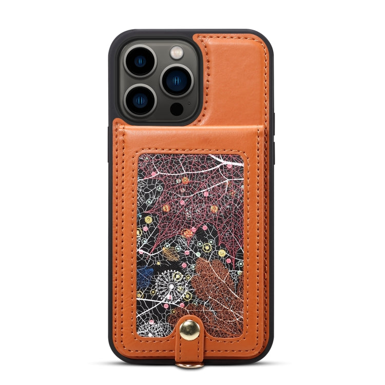 For iPhone 14 ESEBLE Star Series Lanyard Holder Card Slot Phone Case(Brown) - HoMEdemic™ 