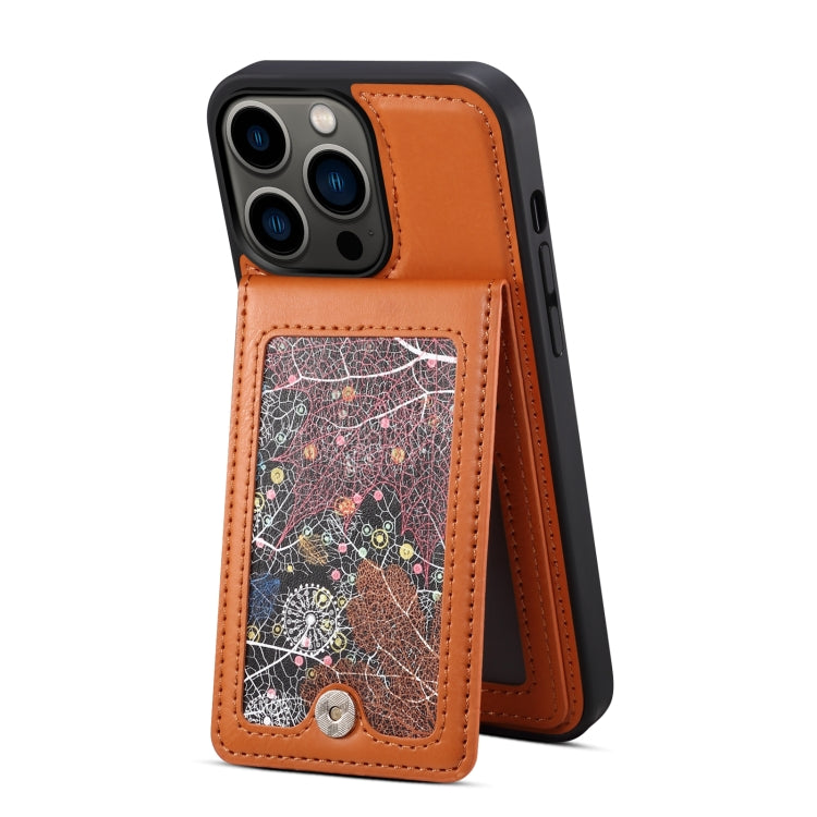 For iPhone 14 ESEBLE Star Series Lanyard Holder Card Slot Phone Case(Brown) - HoMEdemic™ 