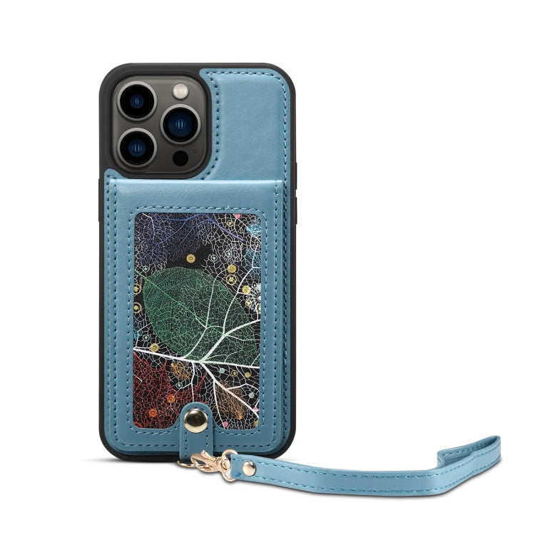 For iPhone 14 ESEBLE Star Series Lanyard Holder Card Slot Phone Case(Blue) - HoMEdemic™ 