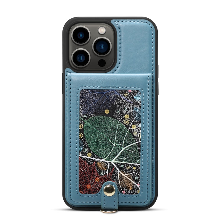 For iPhone 14 ESEBLE Star Series Lanyard Holder Card Slot Phone Case(Blue) - HoMEdemic™ 