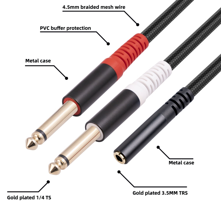 3717 3.5mm Female to 6.35mm 1/4 TS Male Stereo Audio Cable, Length: 30cm, 3.5mm F to 2 x 6.35mm M - HoMEdemic™ 
