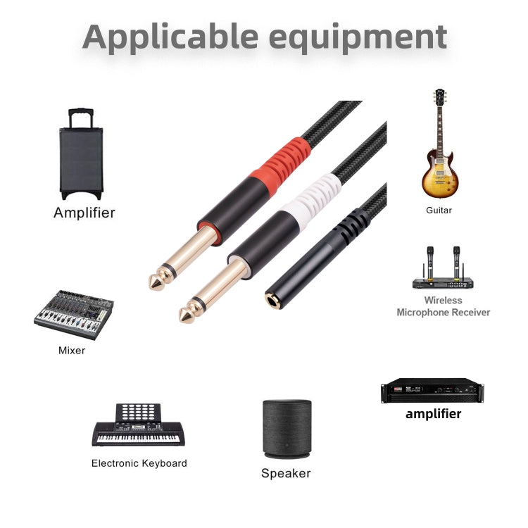 3717 3.5mm Female to 6.35mm 1/4 TS Male Stereo Audio Cable, Length: 30cm, 3.5mm F to 2 x 6.35mm M - HoMEdemic™ 