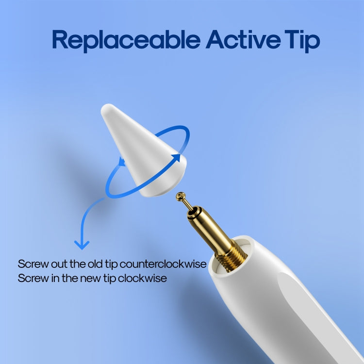 JOYROOM JR-X9S Aluminum Alloy Active Stylus Pen with Replacement Tips(White) - HoMEdemic™ 