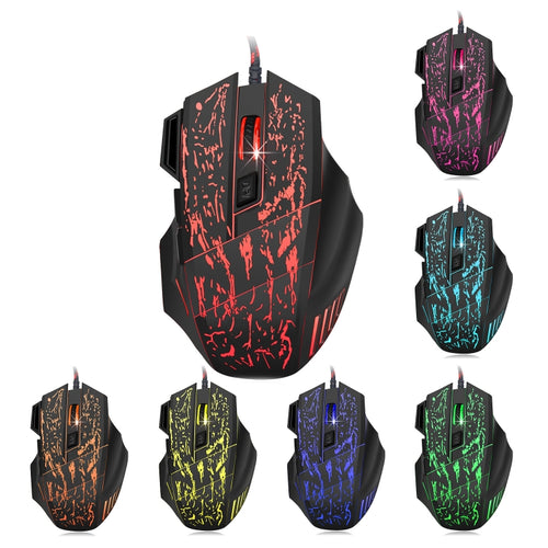 HXSJ A874 7-keys Flowing Water Crack Colorful Luminous Wired Gaming Mouse - HoMEdemic™ 