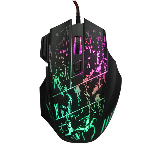 HXSJ A874 7-keys Flowing Water Crack Colorful Luminous Wired Gaming Mouse - HoMEdemic™ 