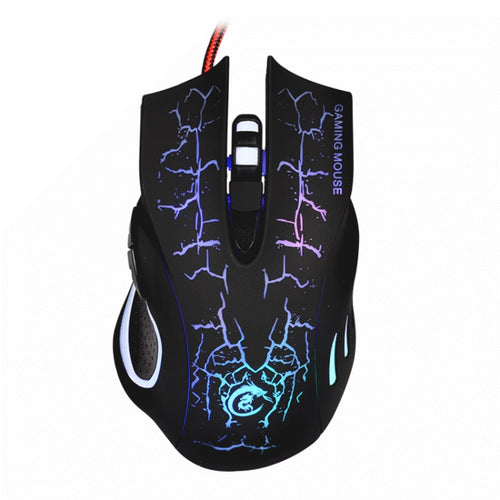 HXSJ A888B 6-keys Crackle Colorful Lighting Wired Gaming Mouse(Black) - HoMEdemic™ 