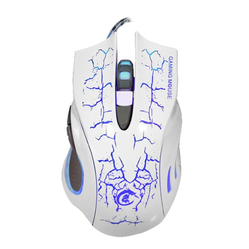 HXSJ A888B 6-keys Crackle Colorful Lighting Wired Gaming Mouse(White) - HoMEdemic™ 