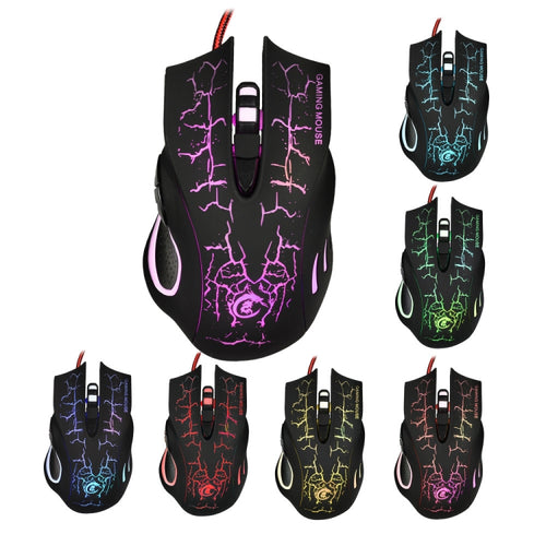 HXSJ A888B 6-keys Crackle Colorful Lighting Wired Gaming Mouse(Black) - HoMEdemic™ 