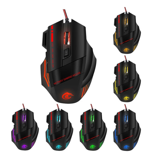 HXSJ A907 7 Keys Colorful Luminous 7D Wired Gaming Mouse(Black) - HoMEdemic™ 