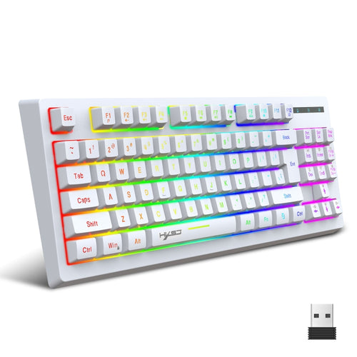 HXSJ L100 87 Keys RGB Backlit Film 2.4G Wireless Keyboard(White) - HoMEdemic™ 