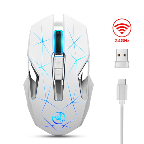 HXSJ T300 7 Keys 2400DPI 2.4G Colorful Luminous Wireless Mouse(White) - HoMEdemic™ 