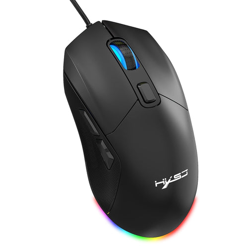 HXSJ X300 7200DPI RGB Backlight Interchangeable Back Cover Hole Gaming Wired Mouse(Black) - HoMEdemic™ 