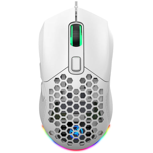 HXSJ X300 7200DPI RGB Backlight Interchangeable Back Cover Hole Gaming Wired Mouse(White) - HoMEdemic™ 