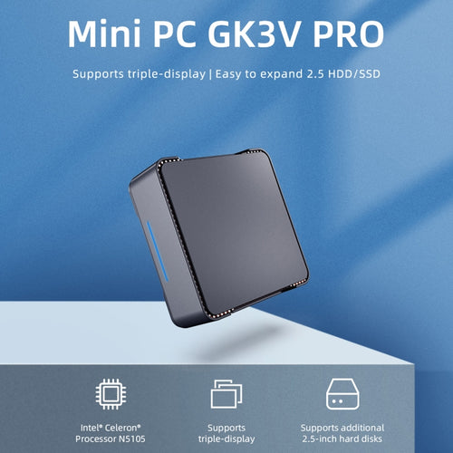 GK3V Pro Windows 11 Pro Mini PC, Intel Celeron N5105 CPU, Memory:8GB+256GB(US Plug) - HoMEdemic™ 