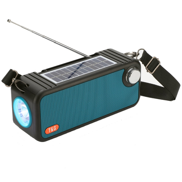 T&G TG637 Outdoor Portable Solar Power Wireless Bluetooth Speaker with FM / Flashlight / TF Card Slot(Peacock Blue) - HoMEdemic™ 