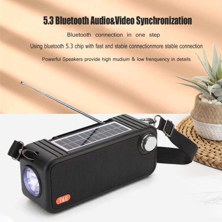 T&G TG637 Outdoor Portable Solar Power Wireless Bluetooth Speaker with FM / Flashlight / TF Card Slot(Peacock Blue) - HoMEdemic™ 