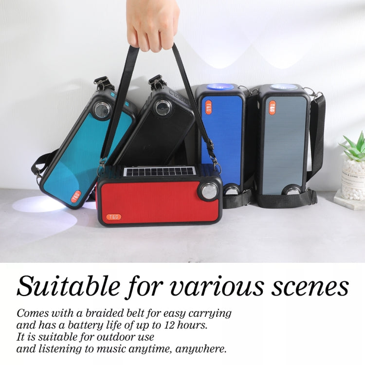 T&G TG637 Outdoor Portable Solar Power Wireless Bluetooth Speaker with FM / Flashlight / TF Card Slot(Red) - HoMEdemic™ 