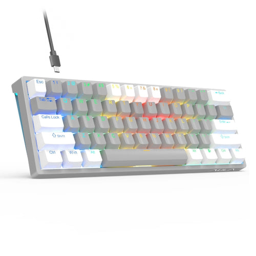 AULA F3261 Type-C Wired Hot Swappable 61 Keys RGB Mechanical Keyboard(White Grey Green Shaft) - HoMEdemic™ 