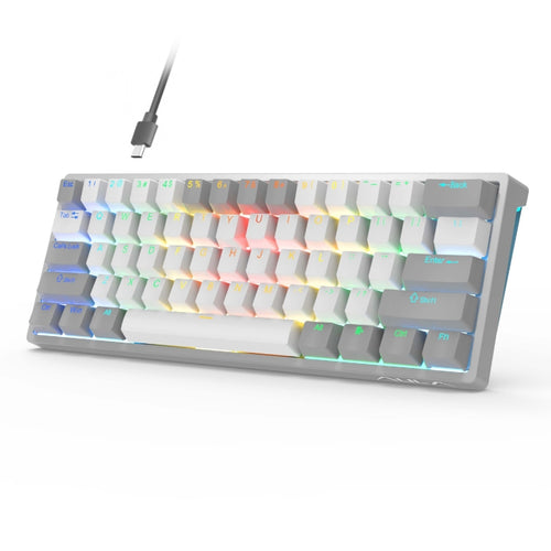 AULA F3261 Type-C Wired Hot Swappable 61 Keys RGB Mechanical Keyboard(Gray White Red Shaft) - HoMEdemic™ 