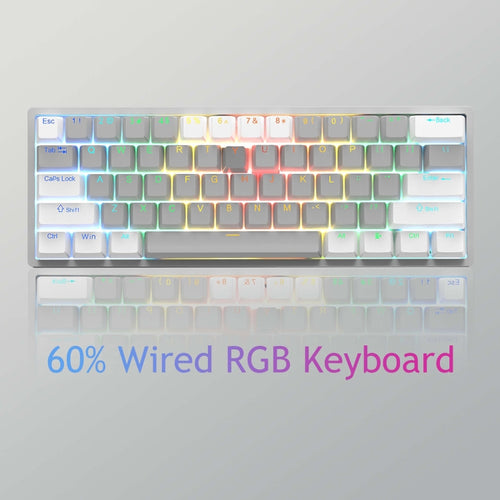 AULA F3261 Type-C Wired Hot Swappable 61 Keys RGB Mechanical Keyboard(Gray White Red Shaft) - HoMEdemic™ 