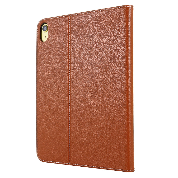 For iPad 2025 / 2022 GEBEI Silk Texture Flip Tablet Leather Case(Brown) - HoMEdemic™ 