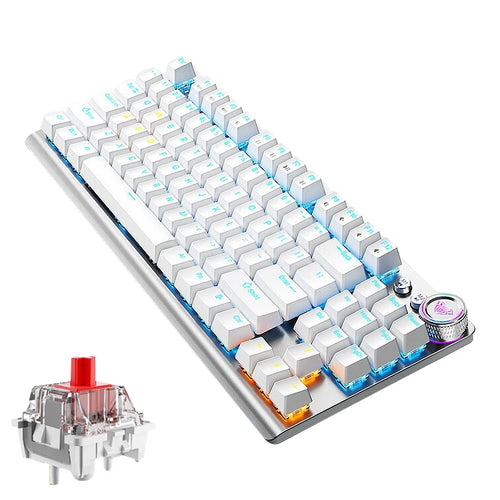 AULA F3001 Backlit 87 Keys Wired/Wireless/Bluetooth Three Model Mechanical Gaming Keyboard(Silver White Red Shaft) - HoMEdemic™ 