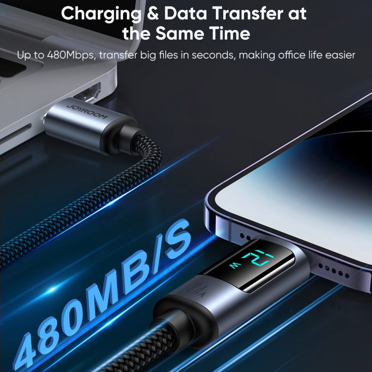 JOYROOM S-AL012A16 2.4A USB to 8 Pin Digital Display Fast Charging Data Cable, Length:1.2m(Black) - HoMEdemic™ 