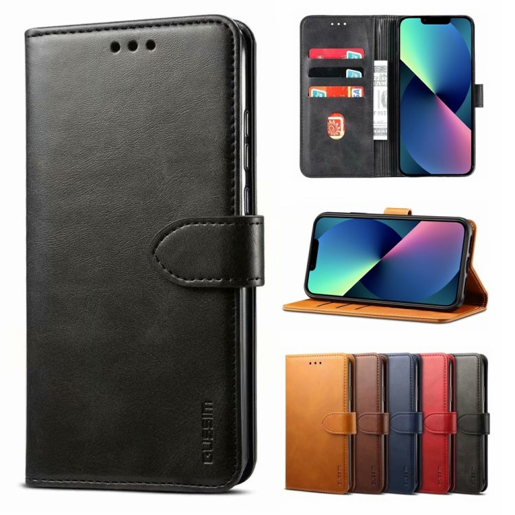 For iPhone 14 GUSSIM Horizontal Flip Leather Phone Case(Black) - HoMEdemic™ 
