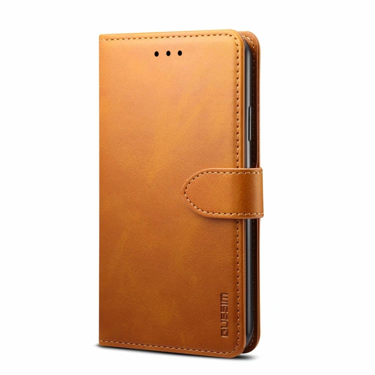 For iPhone 14 GUSSIM Horizontal Flip Leather Phone Case(Khaki) - HoMEdemic™ 