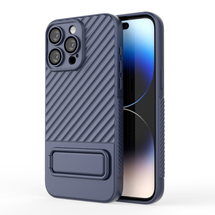 For iPhone 15 Pro Max Wavy Texture TPU Phone Case with Lens Film(Royal Blue) - HoMEdemic™ 
