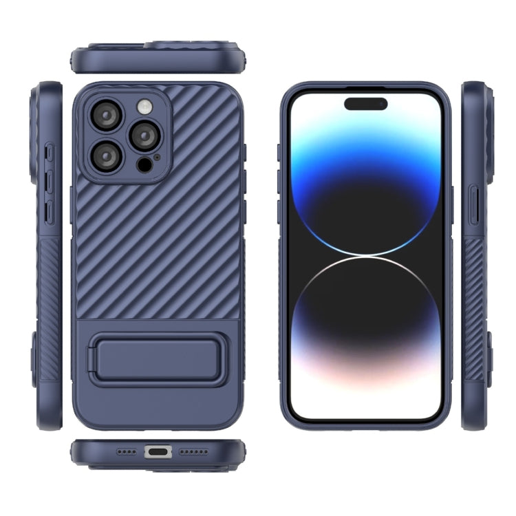 For iPhone 15 Pro Max Wavy Texture TPU Phone Case with Lens Film(Royal Blue) - HoMEdemic™ 